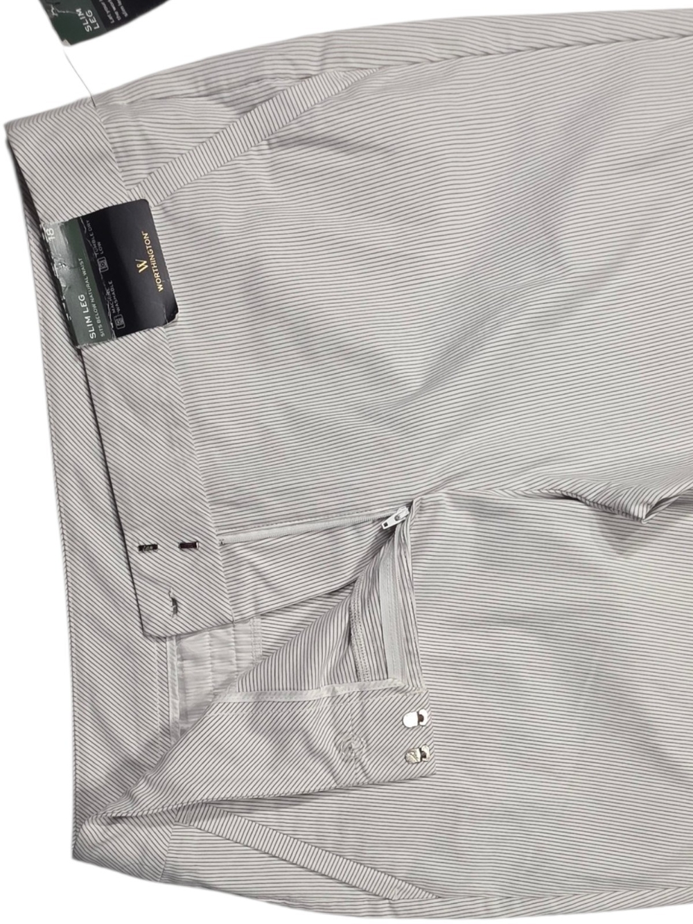 Worthington Slim Leg Pants | Size 18 | Gray White Pinstripe - Picture 4 of 6